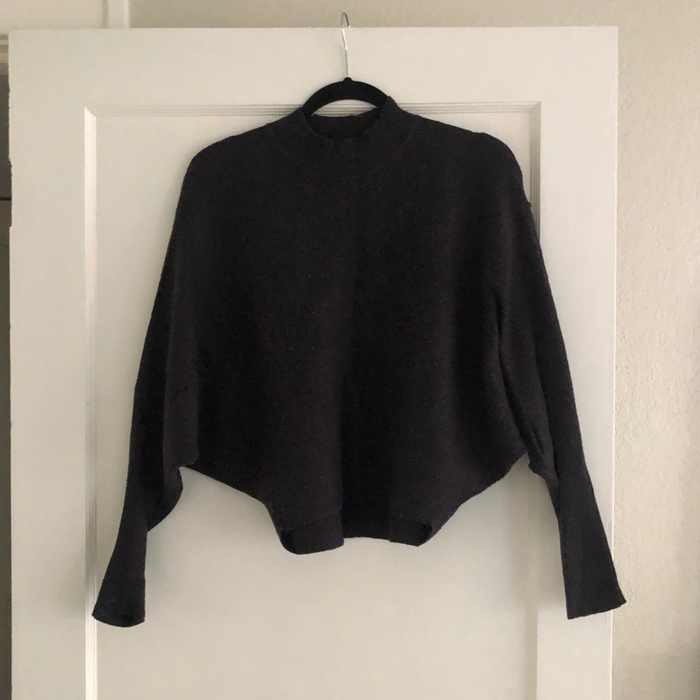 Gray mock neck cashmere sweater